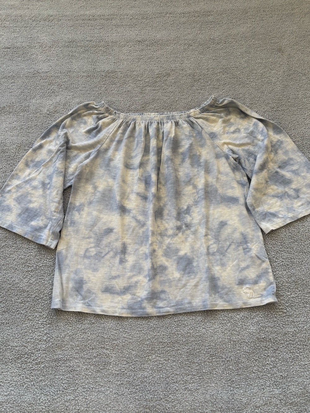 abercrombie kids Blue and Cream Tie-Dye Off-Shoulder Top